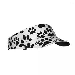 Berets Summer Sun Hat Adjustable Visor UV Protection Top Empty Black Dog Prints Sport Sunscreen Cap