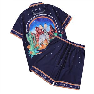 Ny strand kortärmad sommarmän modeskjorta shorts set kostym sportkläder m-xxxl