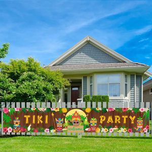 Tiki Party Decorations Summer Tropical Hawaiian Luau levererar Aloha Hanging Yard Sign Banner Lawn Outdoor Wall Decor 231227