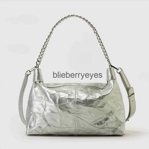 Shoulder Bags Fashion Silver Pleated Bag Designer Women's Handbag Soft Pu Leather Cross Body Tramp Walletblieberryeyes