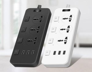 Plugues de energia inteligentes tira com 3 portas USB 5V 2A 2500 Joules 65 pés Extensão Protetor de pura para o dormitório4979223