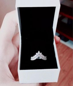 NEW Princess Wish Ring Original Box for 925 Sterling Silver Princess Wishbone Rings Set CZ Diamond Women Wedding Gift RING1764751