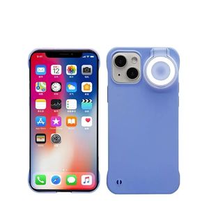 Selfie Ring Light Up Frameless Phone Case för iPhone 13 12 11 14 15 Pro Max Plus 14Pro 15Pro 13Pro LED Lysande ficklampa