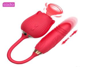 Nxy Dildos New Clit Sucker Rose Sex Toy Toy Vibrator with Penis Dildo 2 in 1 for women 2 0大人のおもちゃ01053651000