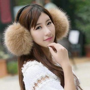 Büyük Sahte Kürk Earmuff Kış Sıcak Sıcak Beyaz Kırmızı Pembe Sevimli Peluş Kulak Muff Y kulak örtüsü Isırıcılar Kızlar Kadın Kafa Bandı 6OS818430781175458