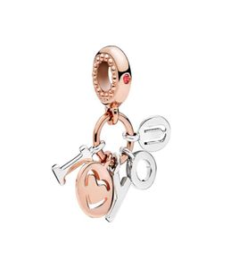 925 Sterling Silber Buchstabe Liebe Anhänger Charm Roségold Perlen mit Originalverpackung für Armband Armreif Halsketten Herstellung DIY Schmuck Zubehör6230005