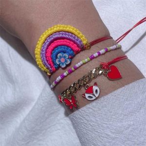 Charm Bracelets Boho Handmade Bracelet & Bangle Sets For Women Vintage Seahorse Flower Heart Beads Chains Fashion Jewelry Accessories