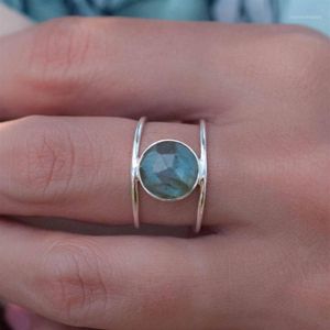 Boho Female Big Moonstone Ring Unique Style Gold Color Wedding Jewelry Promise Engagement Rings For Women1280e