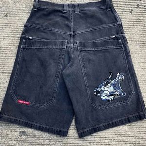 Calças streetwear jnco haruku hip hop impressão gráfica oversized baggydenim ginásio novo gótico masculino shorts de basquete