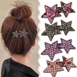 Shiny Y2K Five-pointed Star Hairpins Barrettes Diamonds Pentagrams Side Hair Clips Hair Accessory Rhinestone Hair Clip Hairgrip