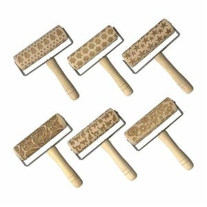 Rolling Pins Pastelaria Placas Natal Embossing Rolling Pin Baking Macarrão Biscoito Fondant Bolo Massa Gravado Rolo Snowflake Kitche Dhh7P