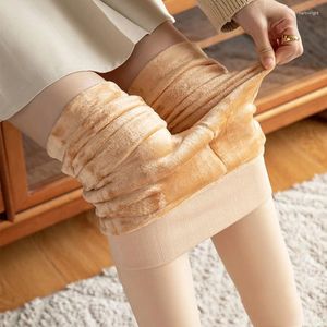 Kvinnors byxor rimocy högkvalitativa strumpbyxor för kvinnor elastiska förtjockna termiska leggings kvinna 2023 vinter hudeffekt strumpor flickor