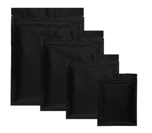 100pcs mat siyah küçük alüminyum folyo fermuarlı plastik torbalar kokusu geçirmez bitki tozu ısı mühürlenebilir düz ziplock torbası pouch4757985