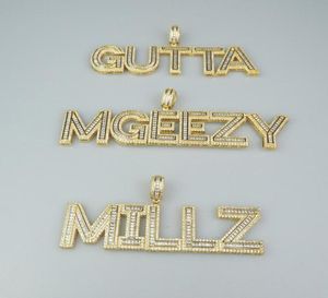AZ Custom Name Gold Plated Bling Iced Out Bling CZ Letter Necklace For Men Women Hip Hop smycken halsband2721347