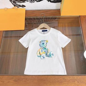 デザイナーガールズボーイズシャツキッズサマー100％コットンTシャツ子供豪華な衣料品トライアングルパターンティースプリング半袖ベイビーアウトウェアササキッドCXD2312284