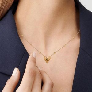 Pendant Necklaces GD Trendy Beaded Link Gold Plated Heart Necklace Elegant Stainless Steel For Ladies Jewelry