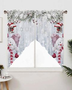 Curtain Christmas Wooden Snowman Window Curtains For Living Room Kitchen Drapes Home Decor Triangular