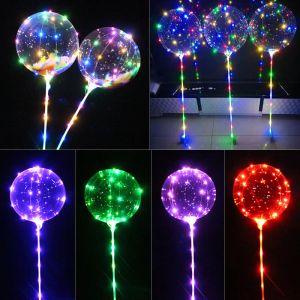 Luminous Bobo Balloons LED Lights 20 inch Balloons 70cm Pole 3M 30LEDs String Light For Wedding Party Festival Luminous Decorations LL