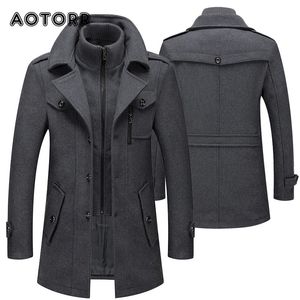 Autumn Winter Mens Wool Trench Coats Fashion Middle Long Jacket Male Double Collar dragkedja Windbreak Woolen Overrock 4XL 231227