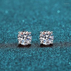 Stud Classic Silver F Color Moissanite VVS Fine Jewelry Diamond Earring med Certificate for Women GiftStud225k