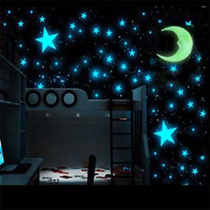 Wandaufkleber Aufkleber Luminous Stern Yellow Moon Dreidimensionales Weihnachtsgeschenk für Kinderzimmer Home Dekoration