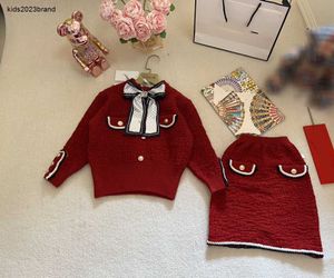 Nuove tute da ragazza tute eleganti per bambini Taglia 120-170 Maglione e gonna in maglia di cotone addensato con spille dicembre 20