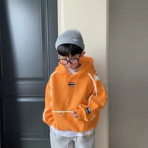 Boys Hoodies Sweatshirts Cotton Tops Luminous Warm Thicken Plus Velvet Winter Autumn Toddler Pullover Baby's Kids Children 231228