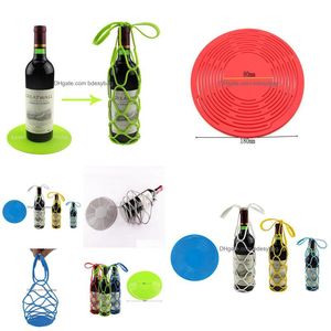 マットパッドMtifunction Sile Insation MatMat Placemat Glass Coaster Tray Wine Wine Bottle Basket Bag for Picnic LZ01599ドロップデリバリーHO DHH94