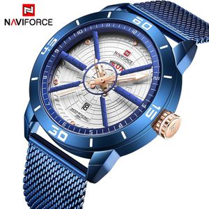Naviforce Brand Luxury Sports Watches Men Stainless Steel Watchesトップメンズクォーツ防水ビジネスウォッチRelogio Masculin176f