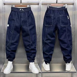 Streetwear Fashion Men Jeans Retro Blue Spliced Designer Casual Denim Cargo Pants Hip Hop Joggers Trousers Brand Men's Clothing 231229