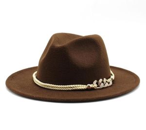 Cappelli a tesa larga Donna Uomo Feltro di lana Jazz Fedora Panama Stile Cowboy Trilby Cappello da festa formale Cappello di grandi dimensioni Giallo Bianco 5860CM a3657616