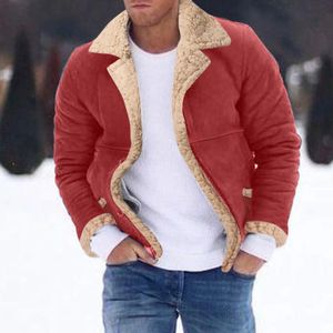 Erkekler artı kışlık yaka yaka yakalı uzun kollu yastıklı deri ceket vintage kalın koyun derisi 231228 için kaput ile