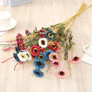 Decorative Flowers 79cm Artificial 5 Heads Multicolor Flannel Sunflower For Home Wedding Christmas Party Living Room Decoration Fake Plants