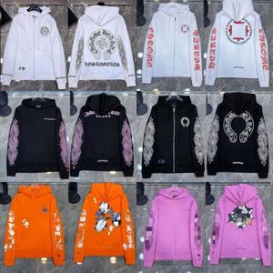 Sweatshirts Classic Mens Zipper Ch Hoodies Designer Horseshoe Sanskrit Cross Print Pullover Heart Hoody Sweatshirts Sweater Luxury Woman Jackts Fate yc