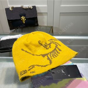 Stickad hatt vinter stickad stor varumärkesdesigner beanie/skalle kepsar staplade baotou brev ribbad ullhatt
