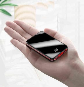 MAH Mini Power Bank Portable Charger Mirror Sn LED Digital Display Powerbank Pakiet Zewnętrzne akumulator Packbak dla telefonów J2205317351219