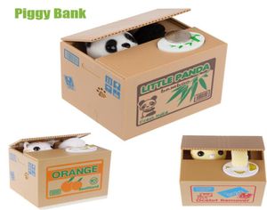 Beyaz Sarı Kedi Panda Otomatik Çalma Para Kedi Kedicik Penny Cents Piggy Bank Tasarruf Kutusu Para Para Çocuk Çocuk Hediyesi259O3209610