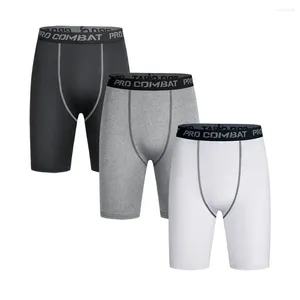 Cuecas masculinas roupa interior longa perna desempenho compressão boxer briefs correndo esportes respirável baselayer fitness