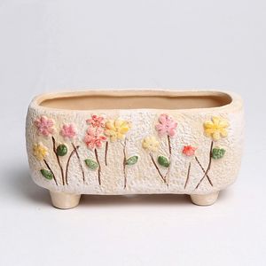 Ceramiczny garnek kwiatowy prosty soczysty pojemnik na rośliny Zielone donice Bonsai garnki Flowerpot Dekoracja domu Prezent 231228