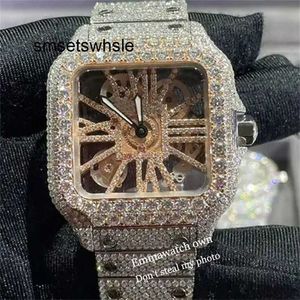 Automatic Mechanical Watch Top out 2023 New Skeleton iced VVS Moissanite diamonds watch test sapphire Silver