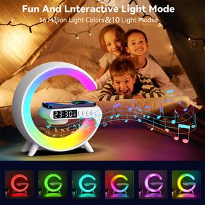 Venda quente mini g forma rgb led night light carregamento sem fio inteligente despertador lâmpada