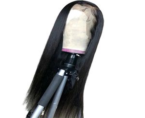 Brasileiro 100 perucas de cabelo humano real 13x4 remy em linha reta frente do laço humano para preto feminino 28 Polegada peruca 1507460412