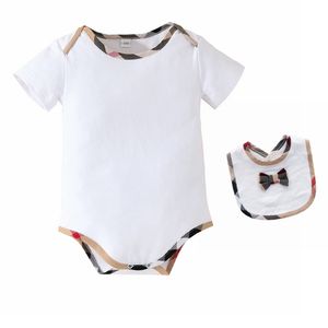 Newborn Baby Triangle Bodysuits Kids Rompers Bibs 2 Piece Infant and Toddler Short Sleeve Jumpsuits Boys Girls Summer Fashion Crawling Clothes BH172