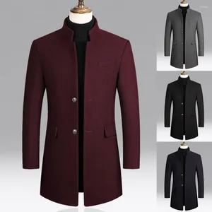 Men's Jackets Winter Fashion Men Slim Long Sleeve Cardigans Blends Coat Jacket Suit Solid Mens Woolen Coats Business Overcoat Trench
