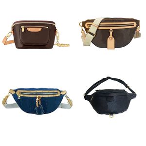 2023 Mini Bumbag Tasarımcı Bel Çantası Fanny Pack Kahverengi Çiçek Erkek Çantalar Deri Crossbody Cüzdanlar Elleği Bum Bag Erkekler Deri Çanta Moda Cüzdanı 82335