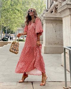 Casual Dresses Summer Fashion Street Women's Wear Amazon Flower Print Loose Dress Vacation Style Long Long