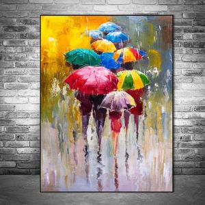 Abstract Portrait Oil Paintings Print On Canvas Art Prints Girl Holding An Umbrella Wall Art Pictures Home Wall Decoration 231228