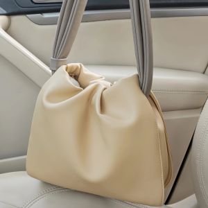 Designer-Umhängetasche für Damen, gleiche Farbe, Wolke, Handtasche, luxuriöses Rindsleder, vielseitige Pendler-Umhängetasche, verstellbarer Schultergurt, Eimertasche