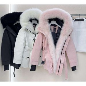 Women Down Puffer Jacket Designer Warm Real Fox Fur Outwear Fashion Hooded Winter Coat Ms Clothes Top Quality l o e