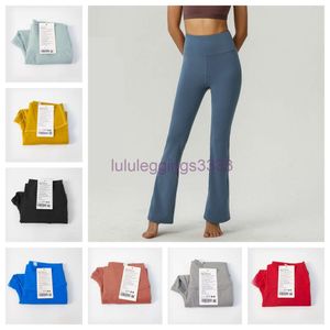 Pantaloni da yoga da donna LL da donna pantaloni svasati con orlo diviso lunghi interni esterni a vita alta sottili gambe da spettacolo yoga softstreme fitness net tinta unita leggings morbidi s5